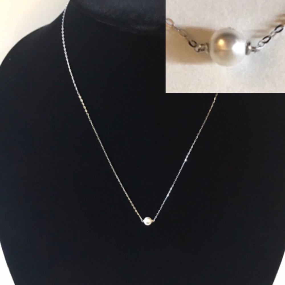 Nadri Pearl Pendant Dainty Necklace 16” Chain NWT